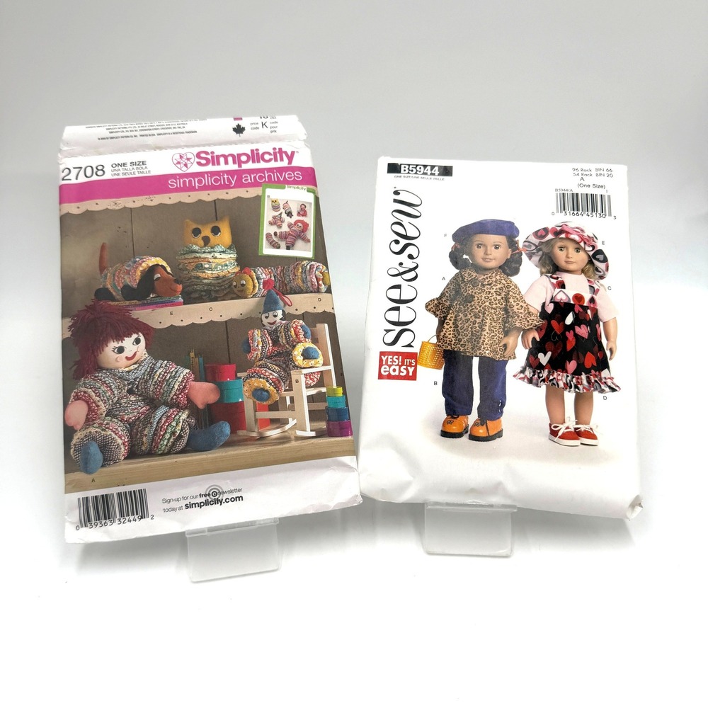 Simplicity Butterick Doll Clothes & Toy Sewing Patterns OS Multicolor 2008 2013